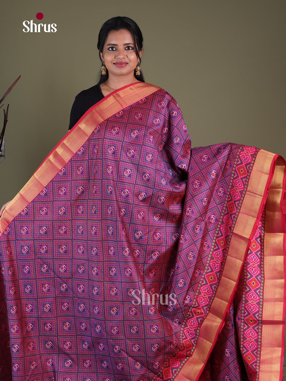 Purple & Pink - Semi Patola Saree
