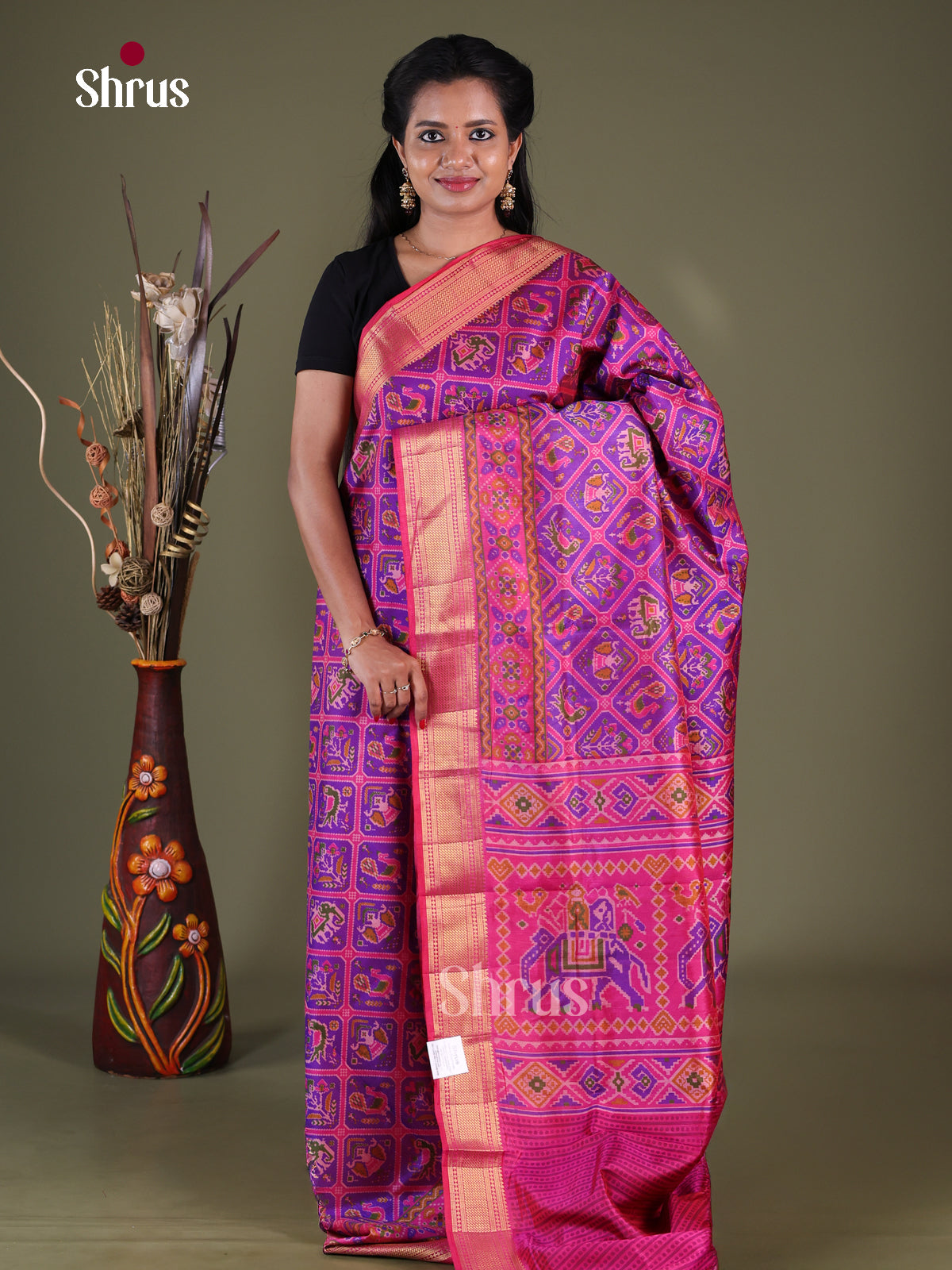 Purple & Pink - Semi Patola Saree