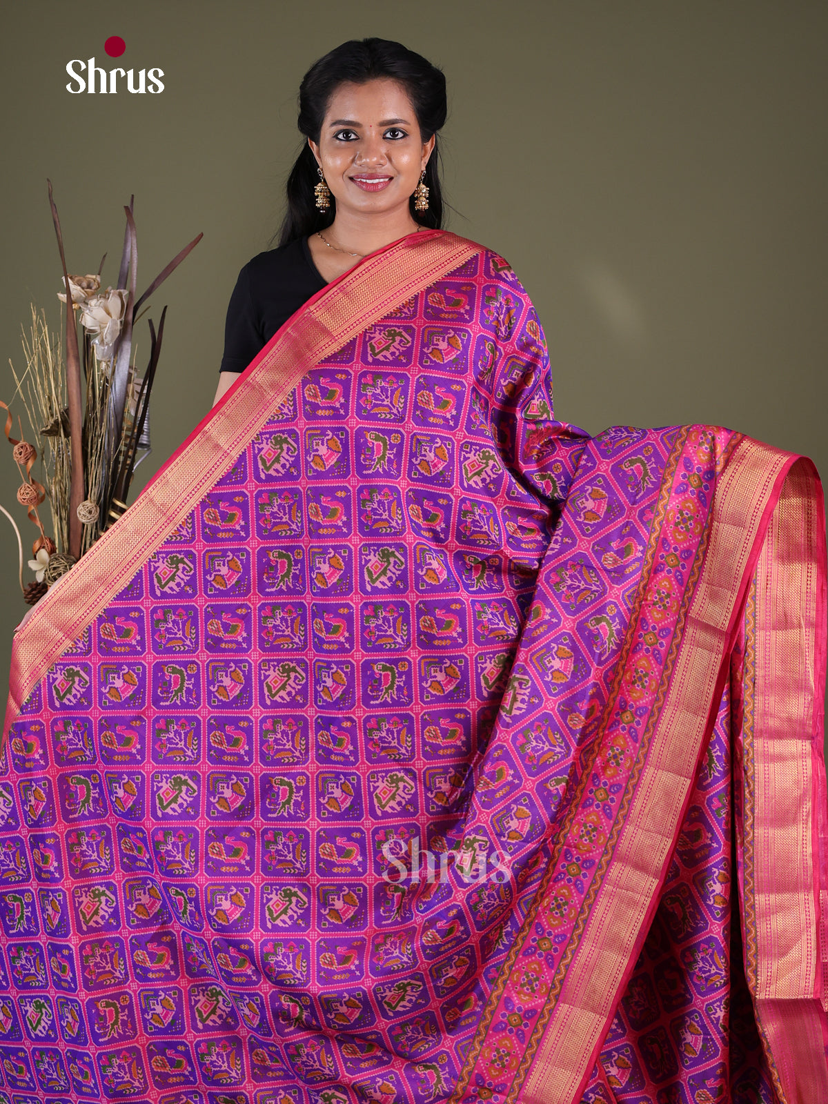 Purple & Pink - Semi Patola Saree