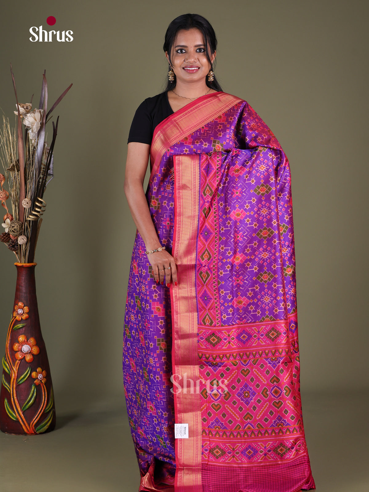 Purple & Pink - Semi Patola Saree