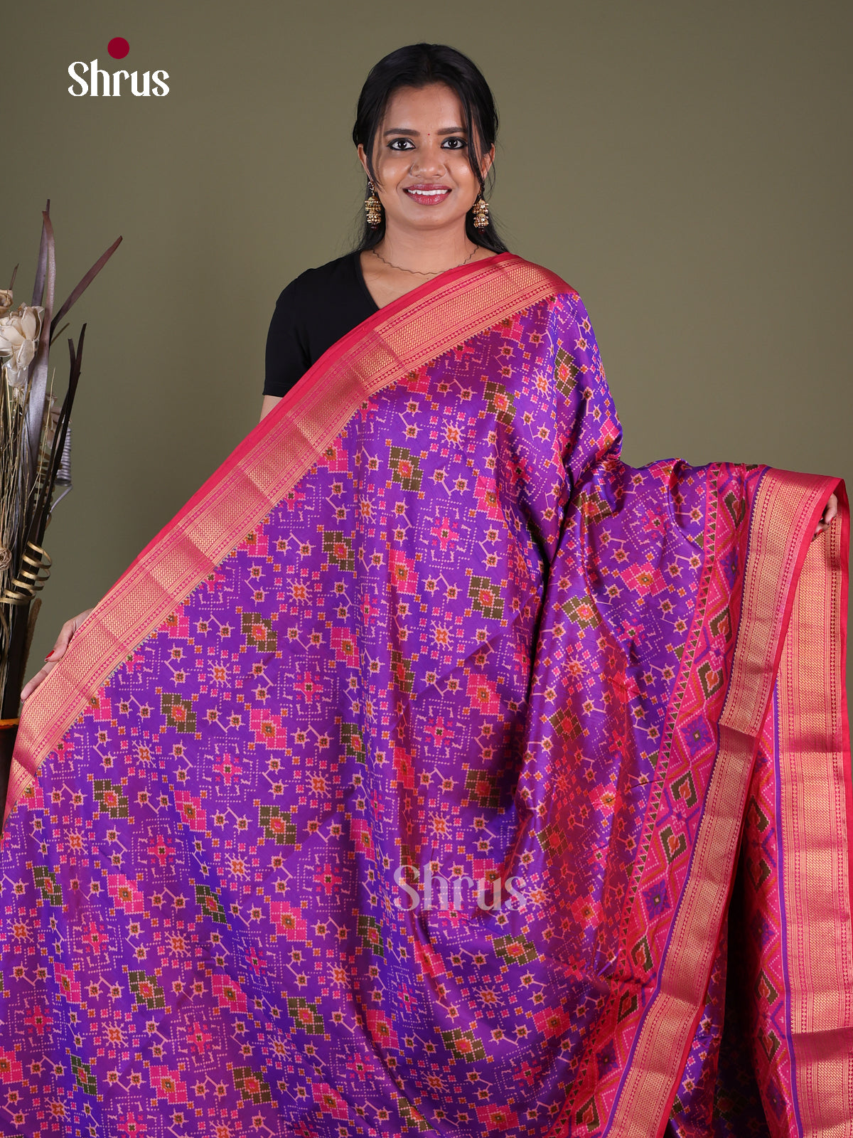 Purple & Pink - Semi Patola Saree