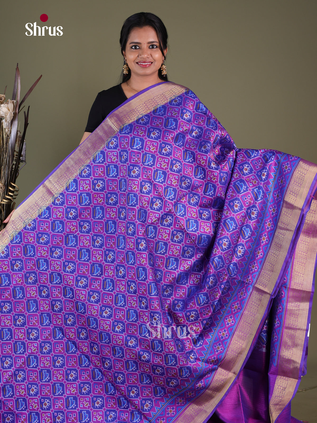 Blue & Purple - Semi Patola Saree