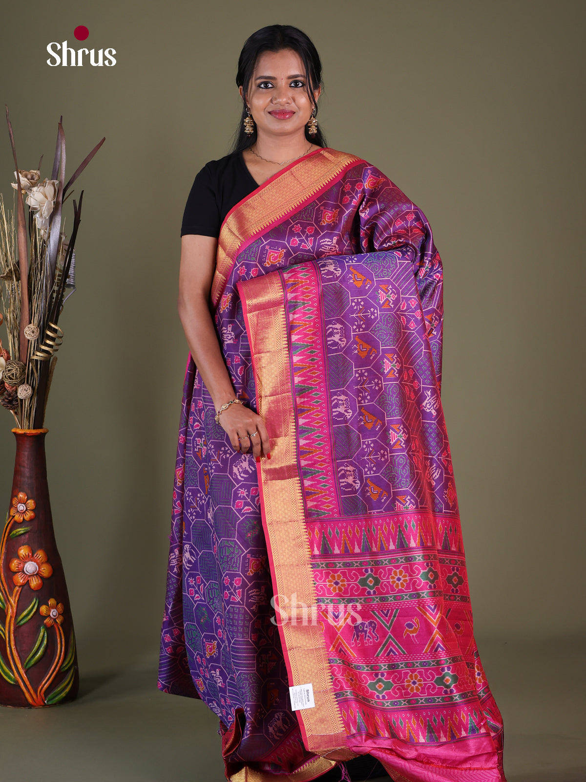 Purple & Pink - Semi Patola Saree