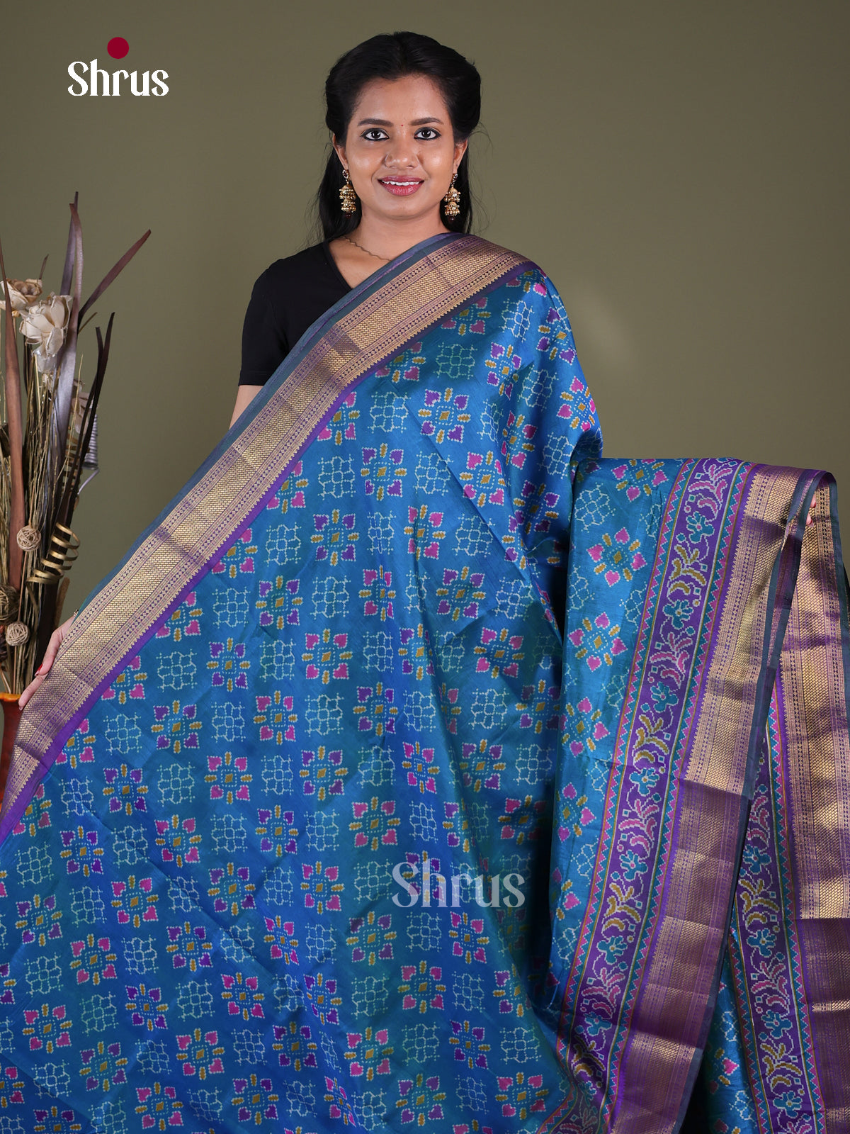 Blue & Purple -Semi Patola Saree