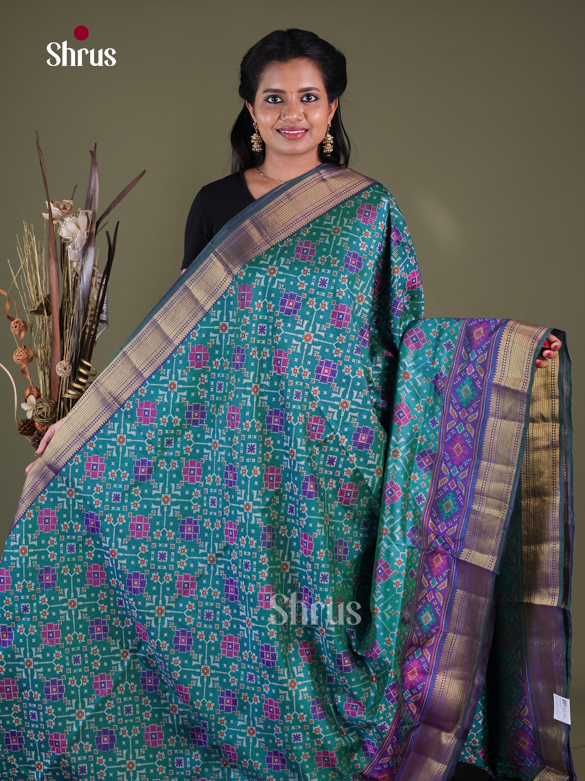 Blue & Purple - Semi Patola Saree - Shop on Shrus.com