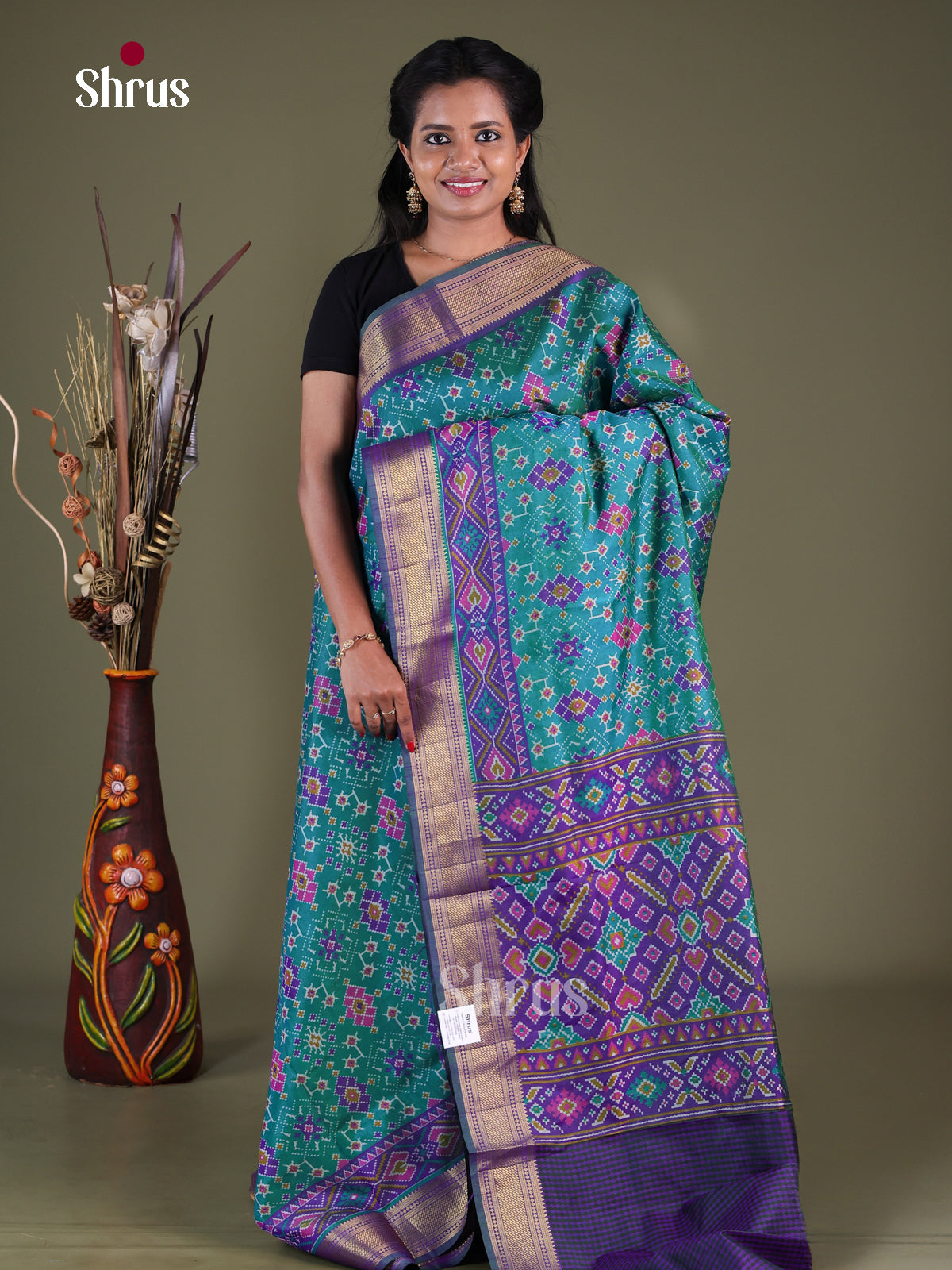 Blue & Purple - Semi Patola Saree