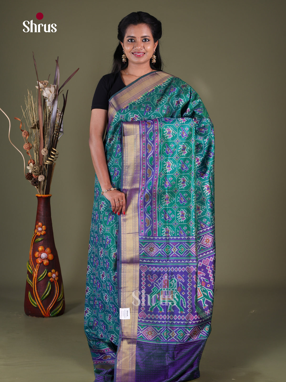 Blue & Purple- Semi Patola Saree