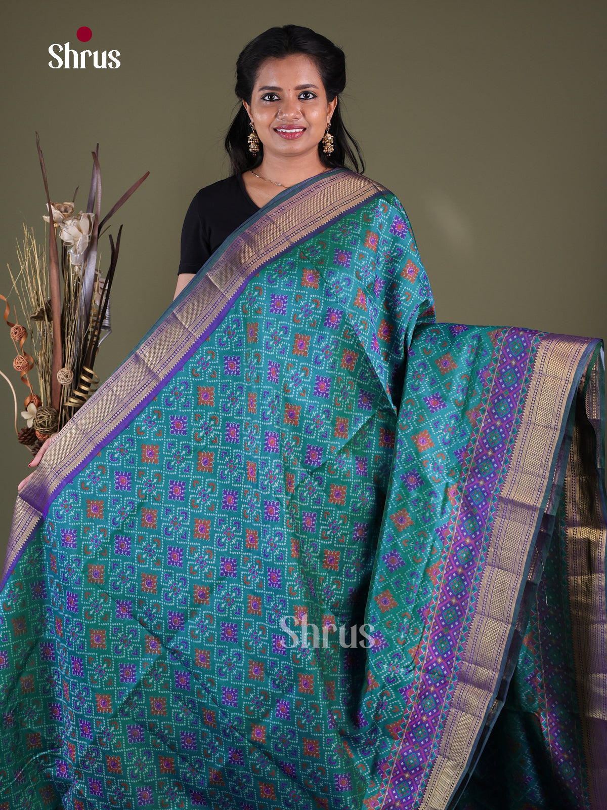 Blue & Purple -Semi Patola Saree