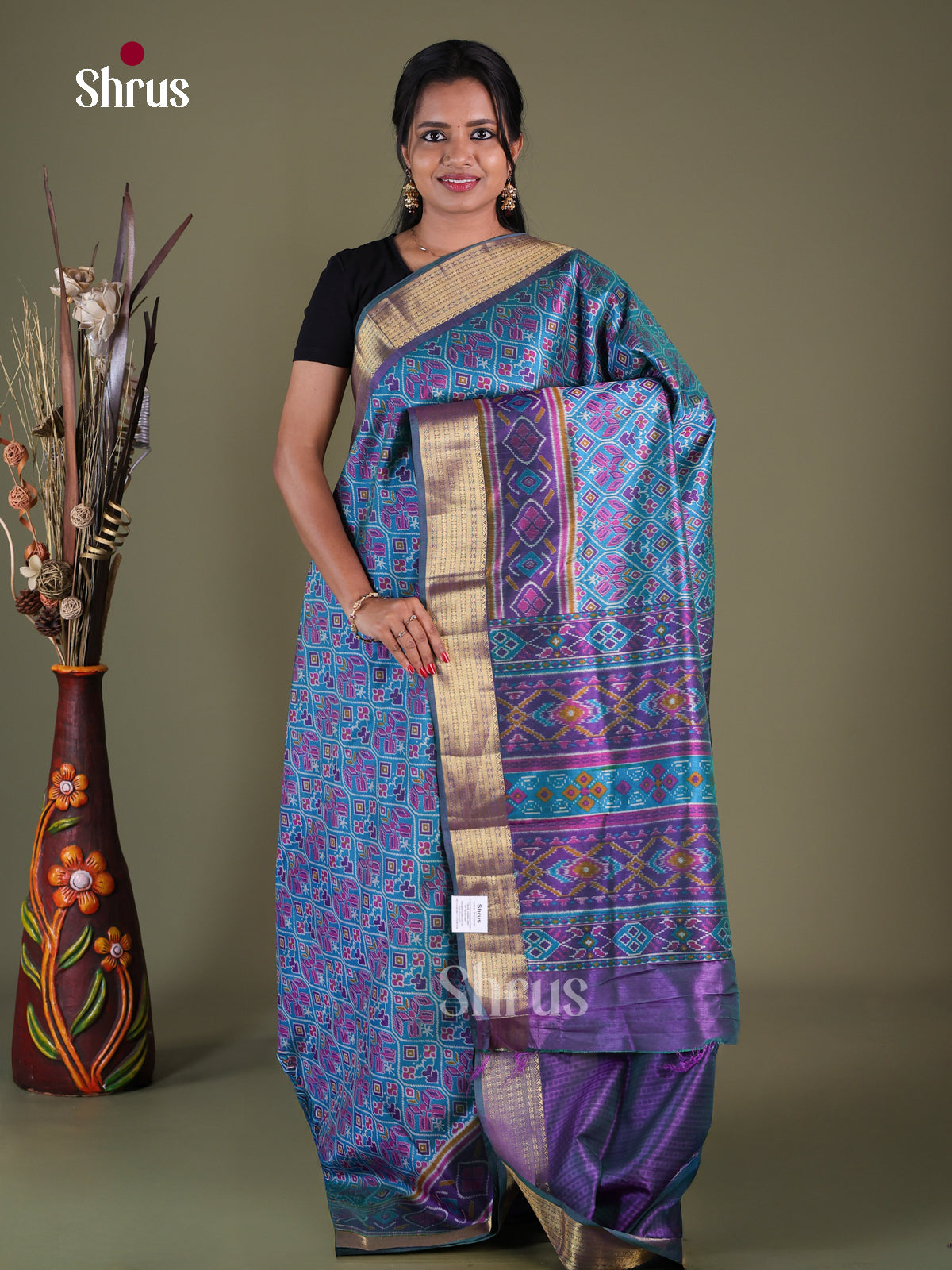 Blue & Purple - Semi Patola Saree