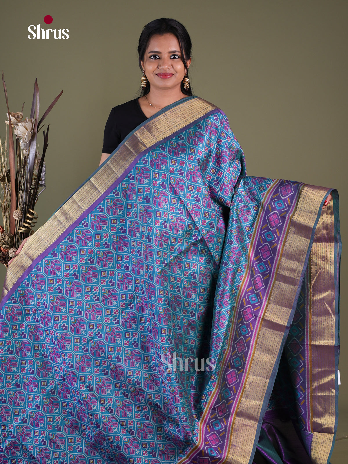 Blue & Purple - Semi Patola Saree