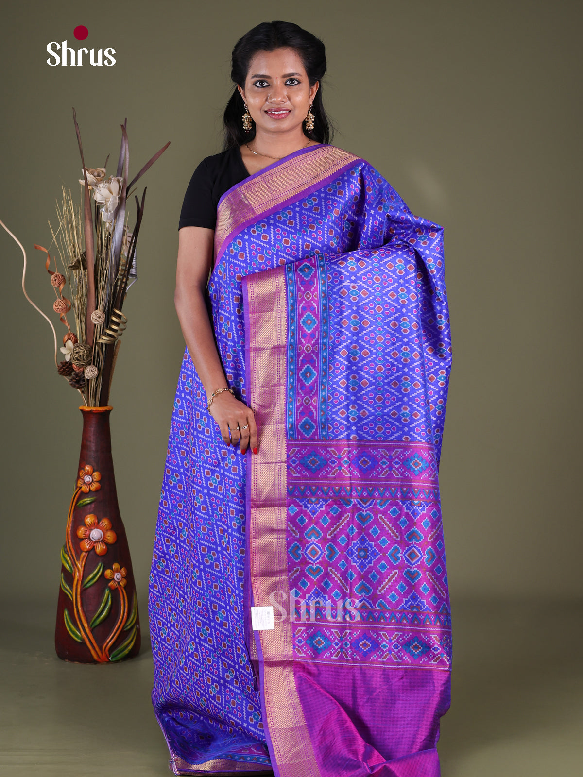 Blue & Purple - Semi Patola Saree