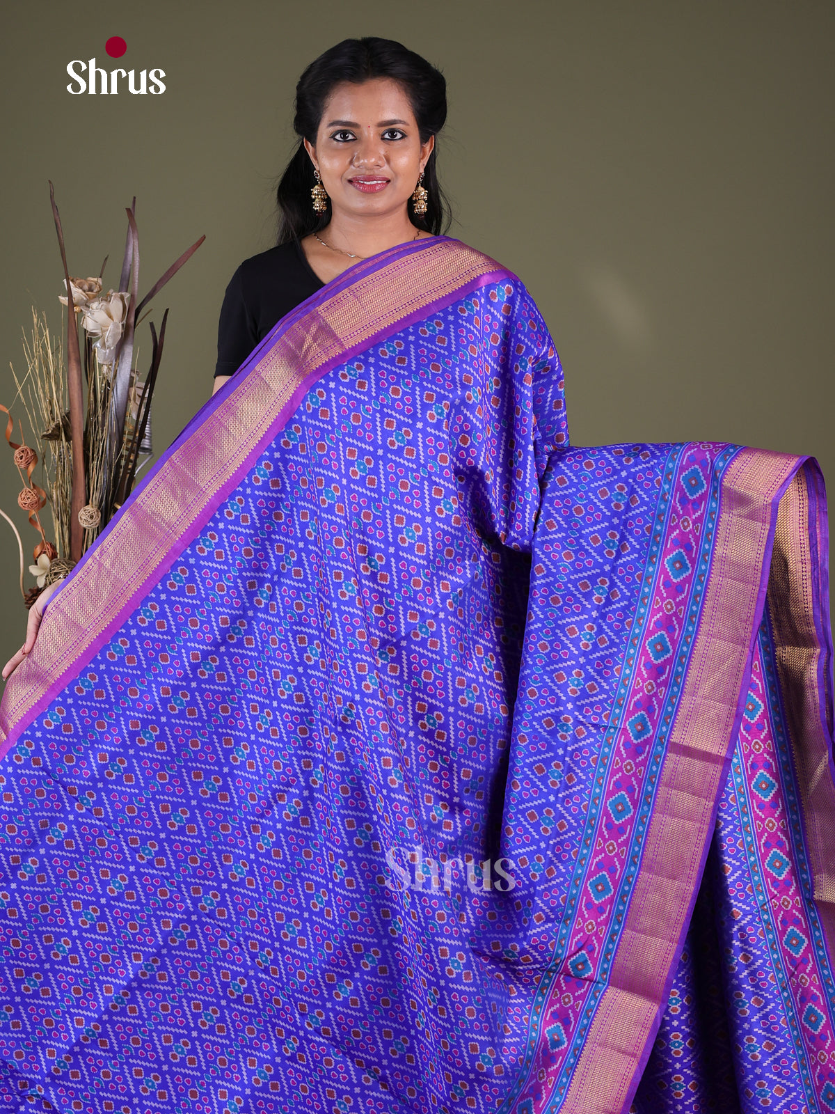 Blue & Purple - Semi Patola Saree