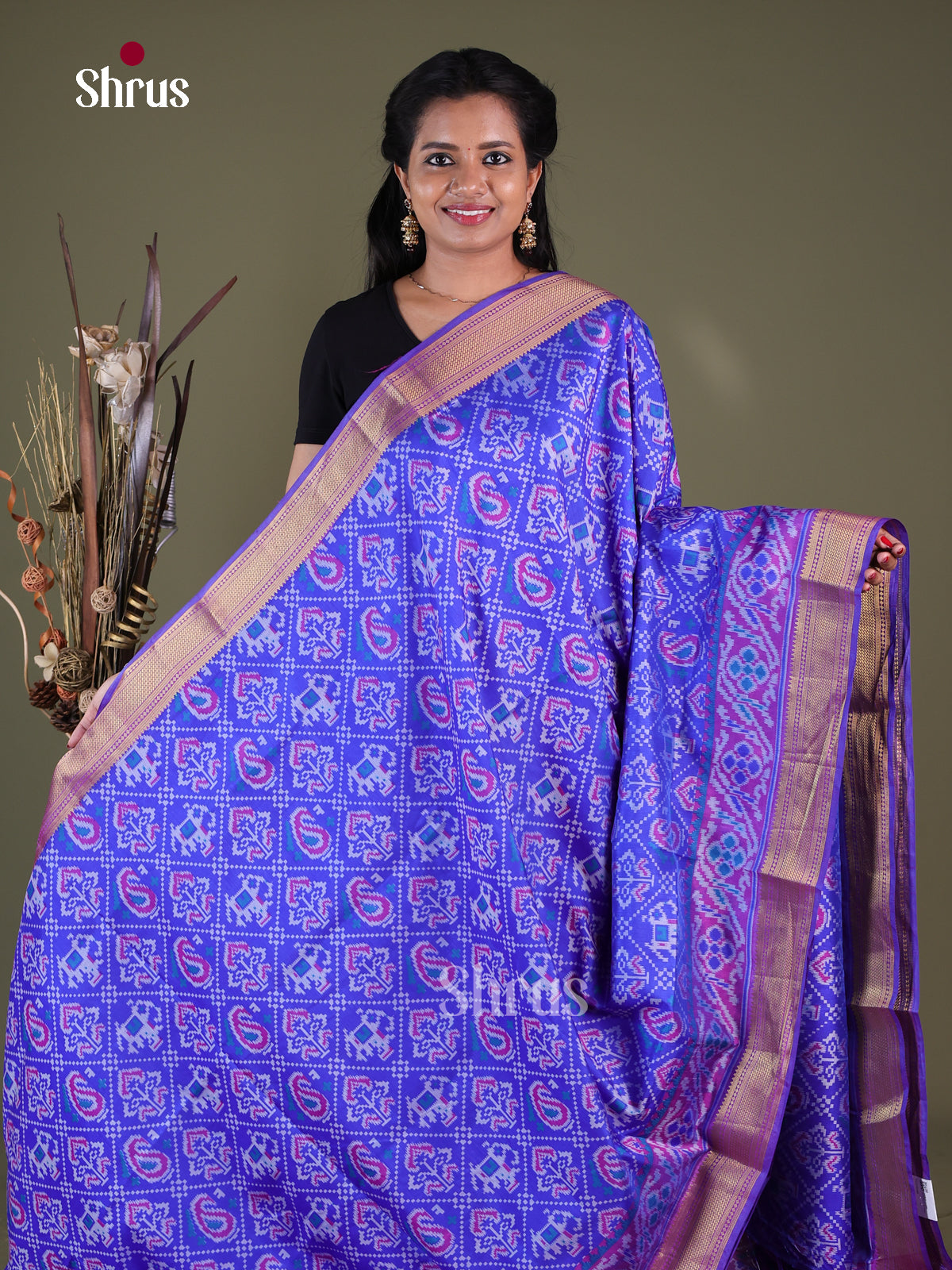 Blue & Purple - Semi Patola Saree