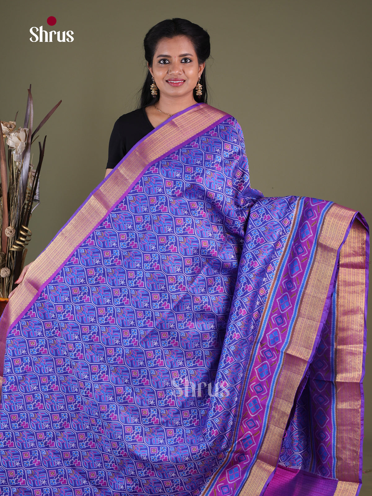 Blue & Purple - Semi Patola Saree