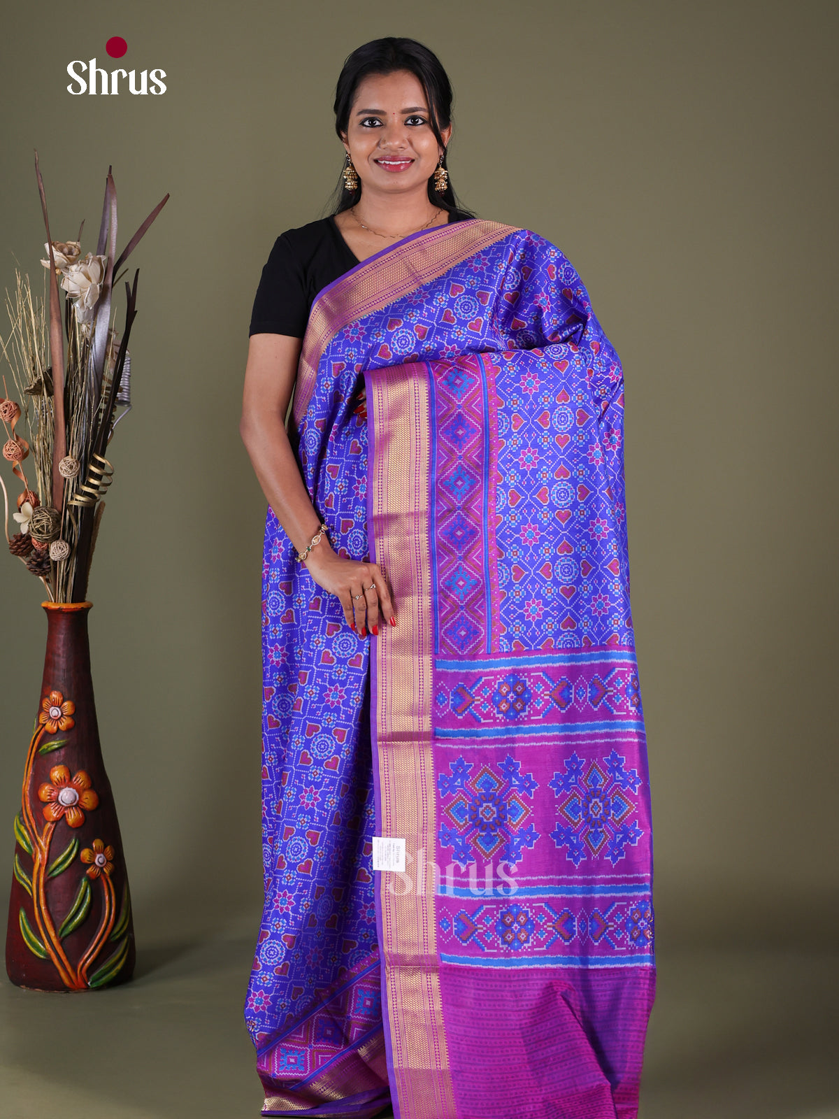 Blue & Purple- Semi Patola Saree