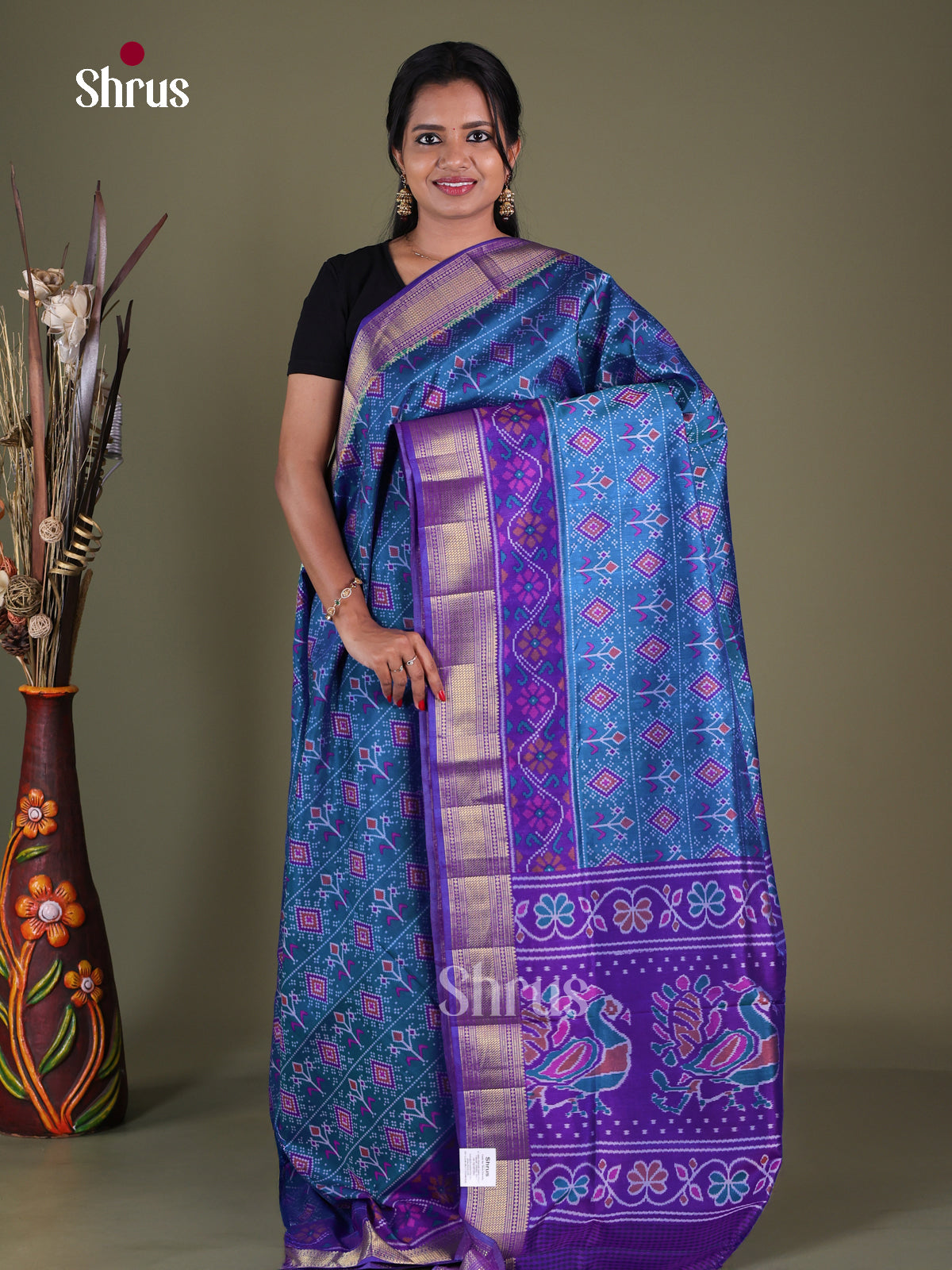 Blue & Purple - Semi Patola Saree