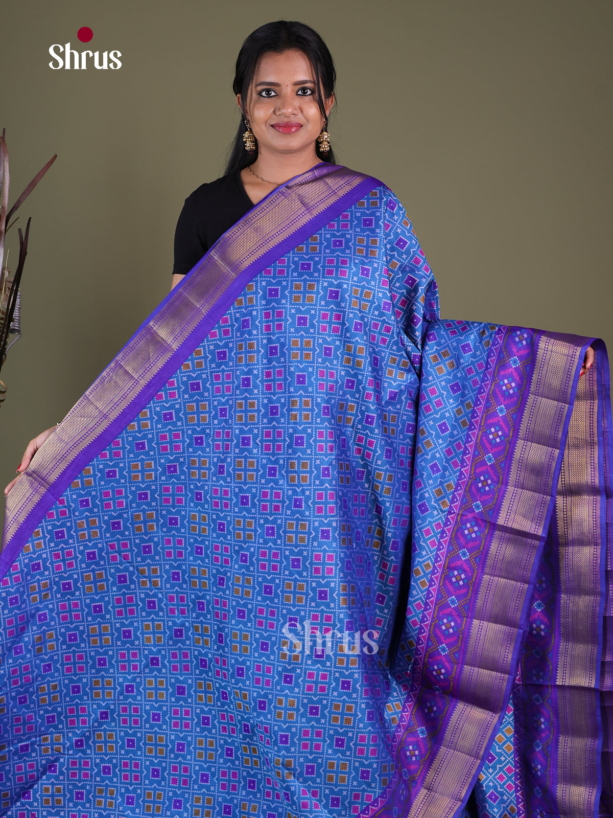 Blue & Purple - Semi Patola Saree
