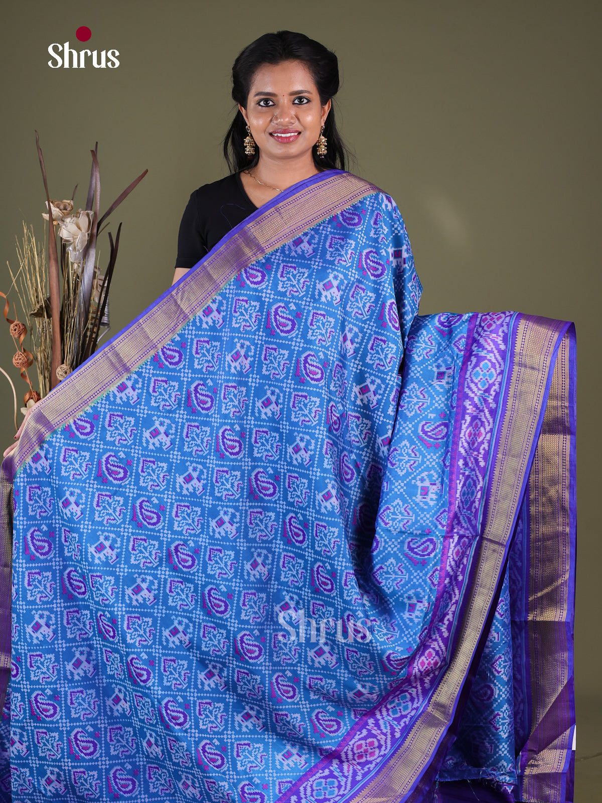 Blue & Purple - Semi Patola Saree