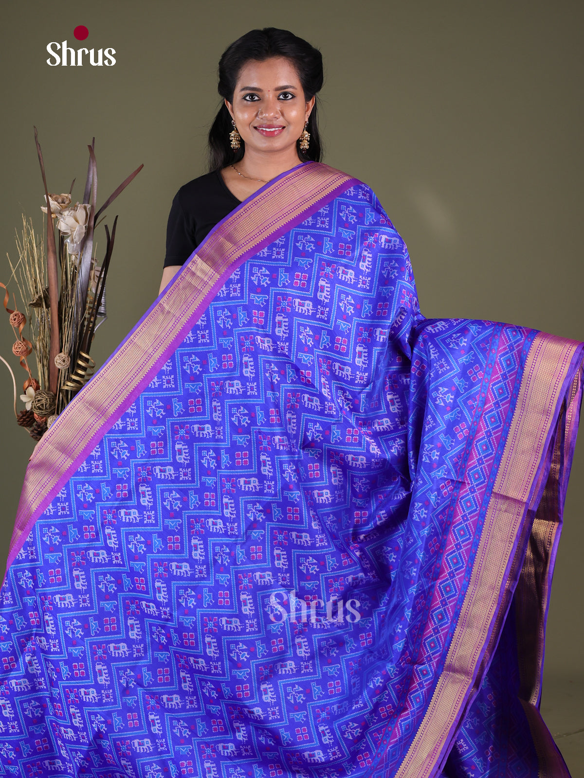Blue & Purple- Semi Patola Saree