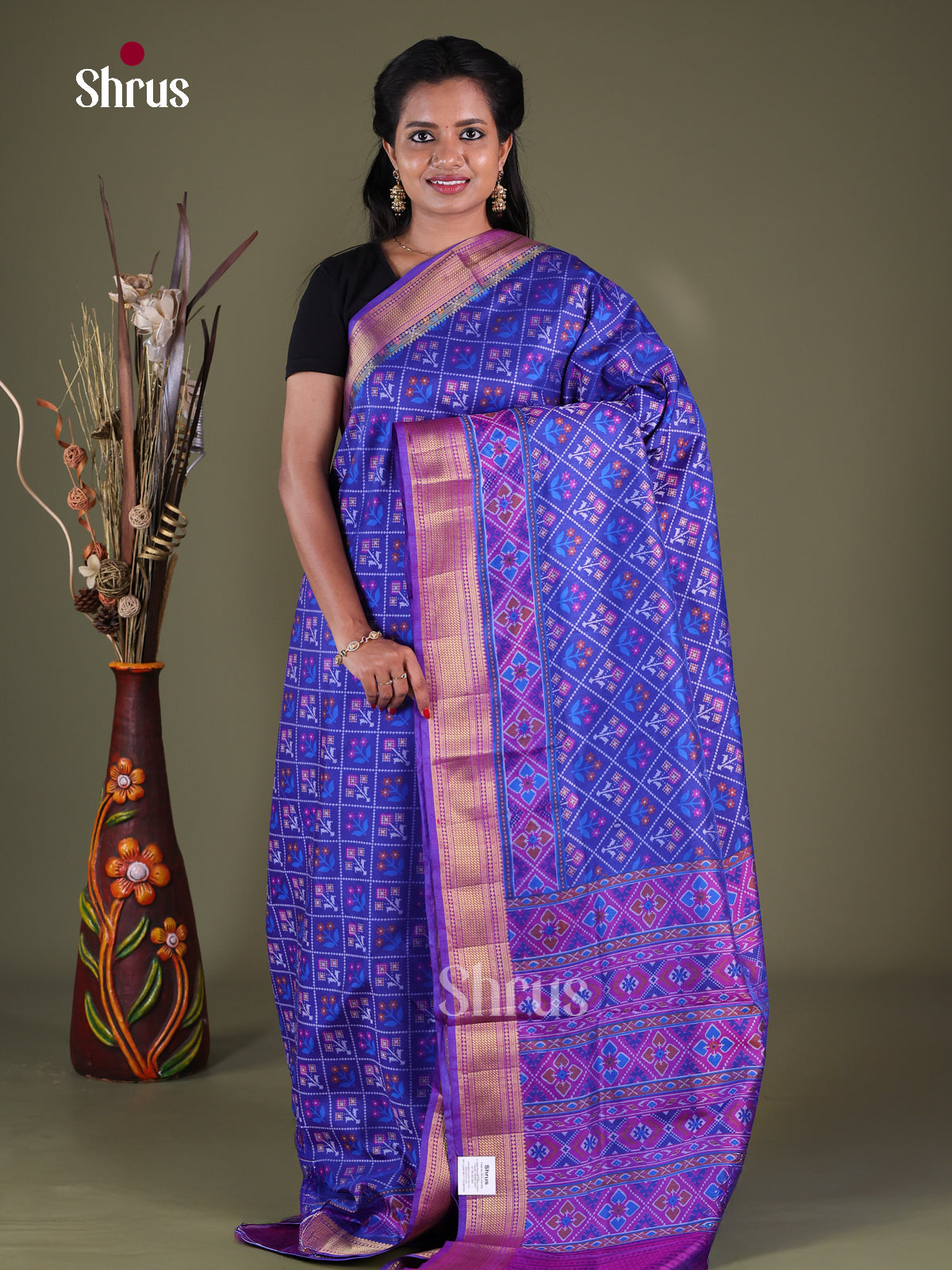 Blue & Purple- Semi Patola Saree
