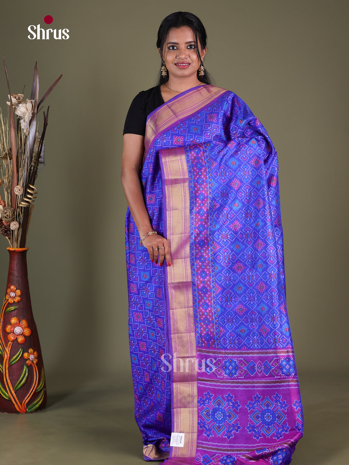 Blue & Purple - Semi Patola Saree
