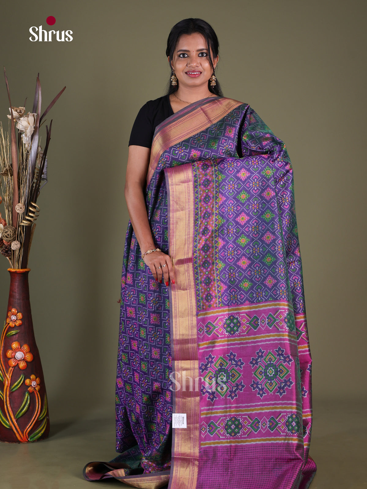 Blue & Purple - Semi Patola Saree