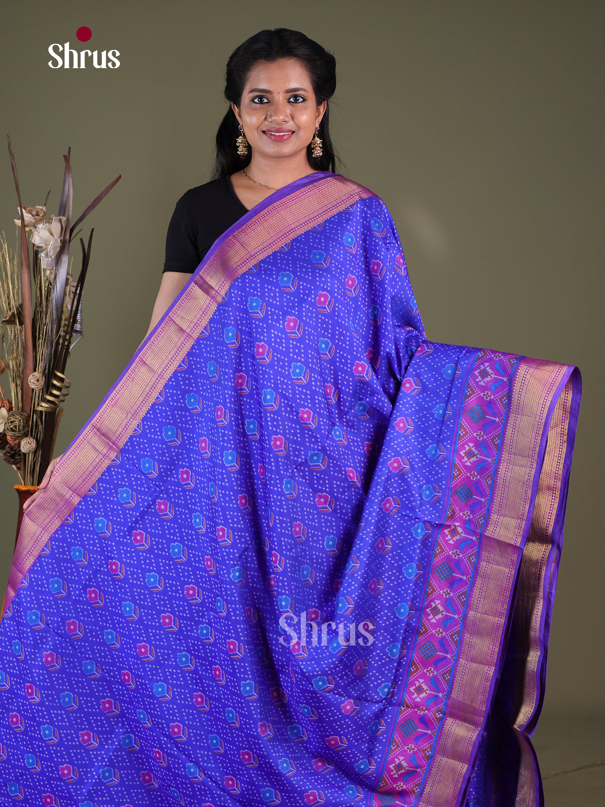 Blue & Purple - Semi Patola Saree