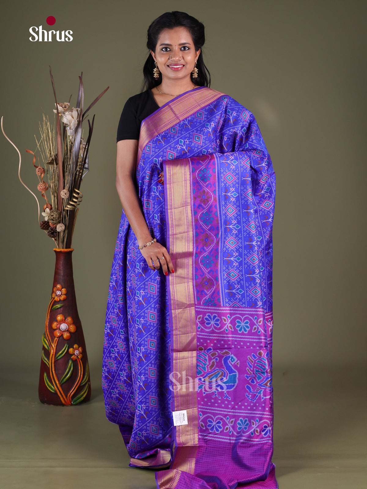 Blue & Purple - Semi Patola Saree