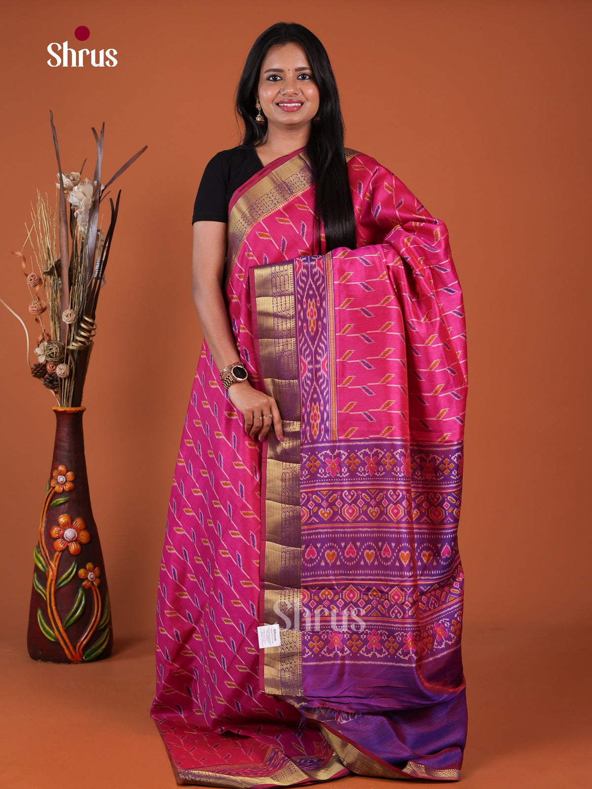 Pink & Purple - Semi Patola Saree
