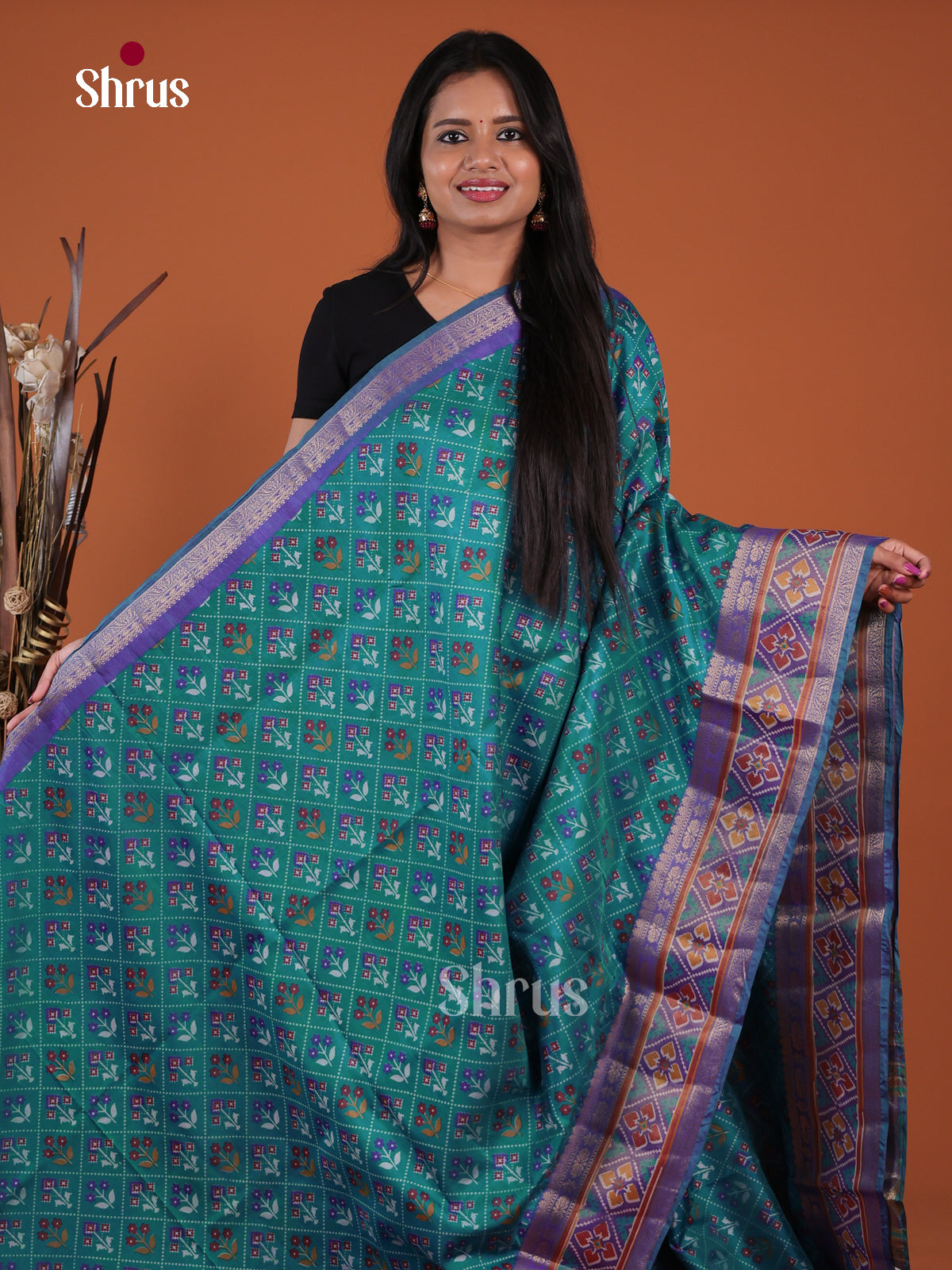 Green & Blue - Semi Patola Saree