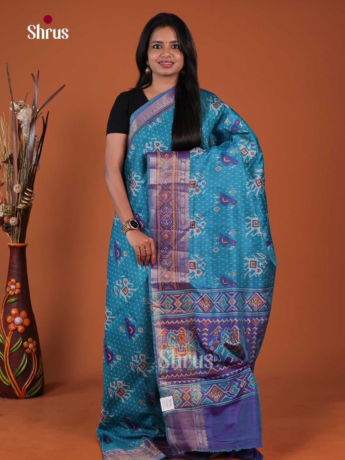 Blue & Purple- Semi Patola Saree