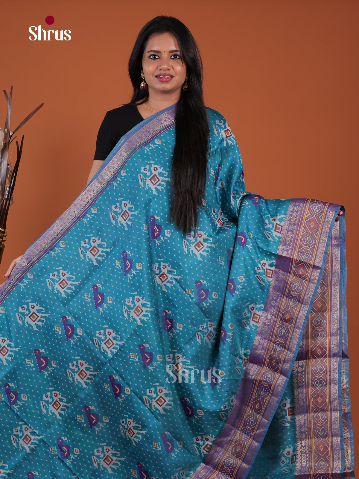 Blue & Purple- Semi Patola Saree