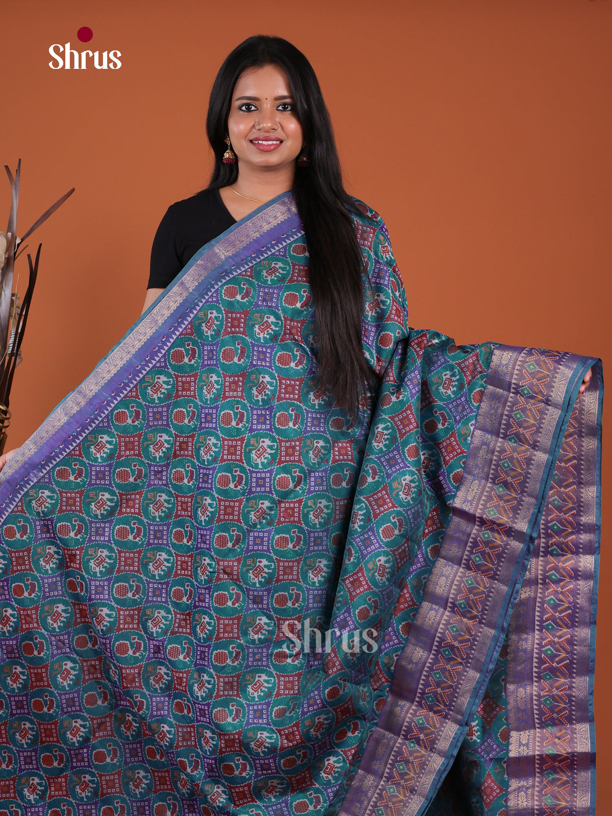 Green & Blue - Semi Patola Saree