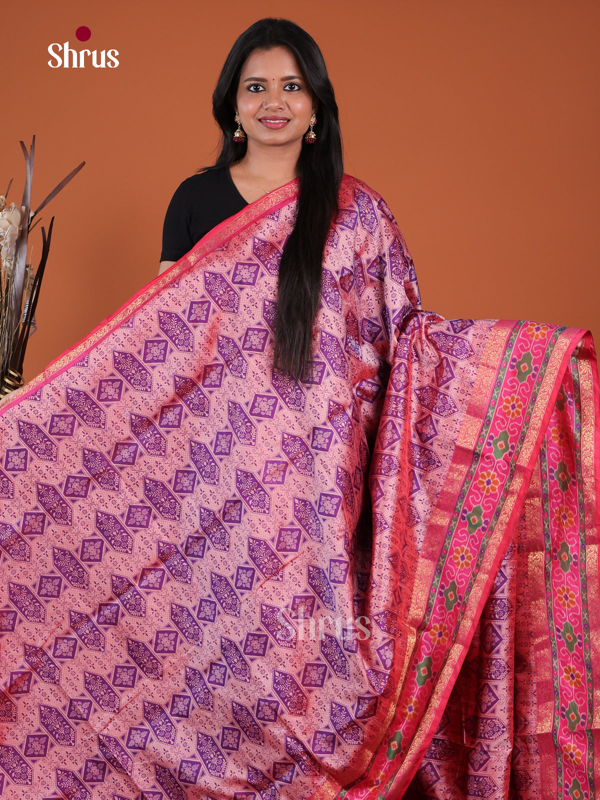 Purple & Pink- Semi Patola Saree