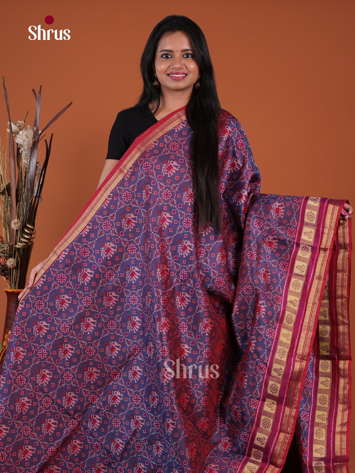 Blue & Purple - Semi Patola Saree -