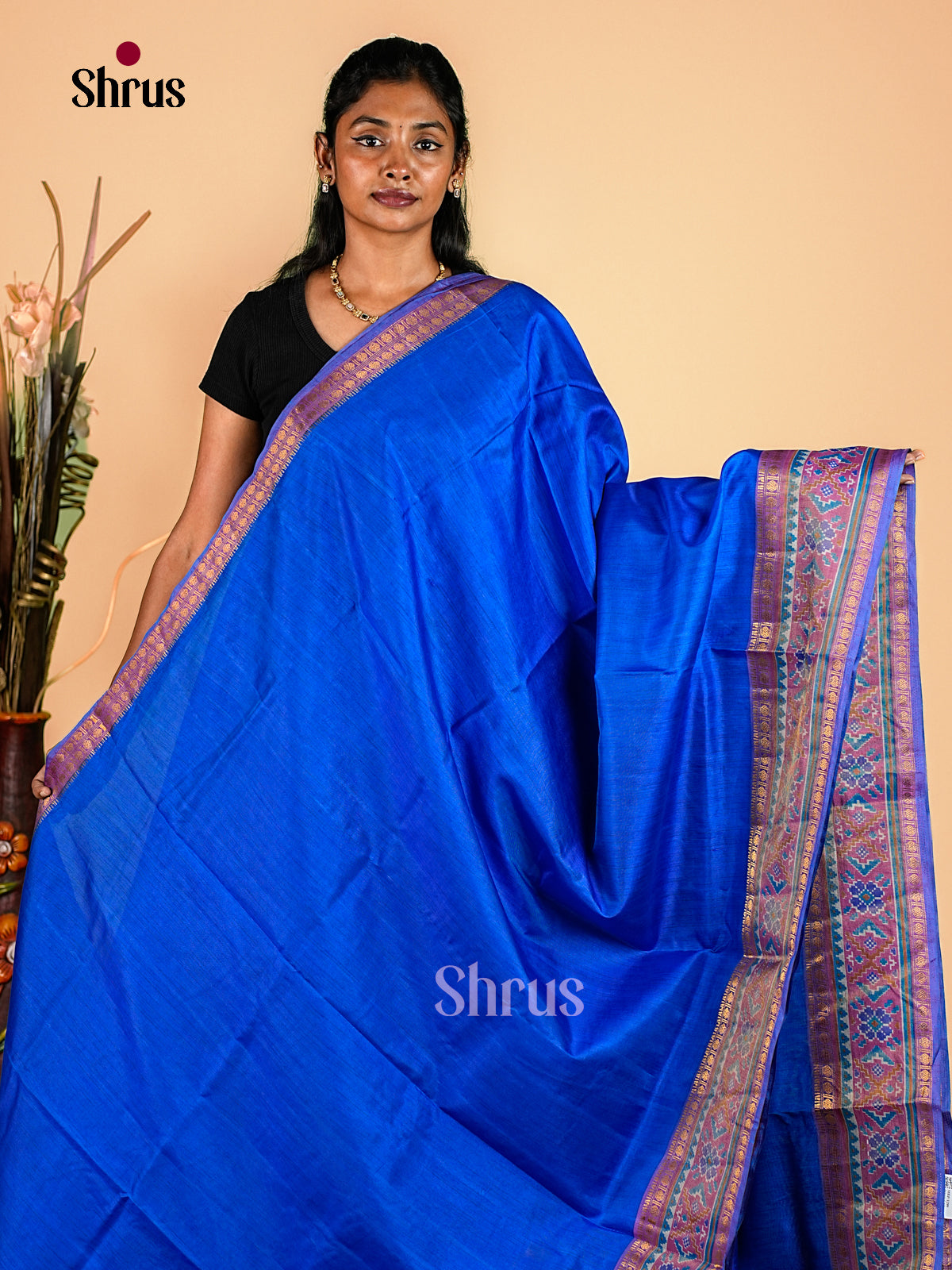 Blue & Purple- Semi Patola Saree - Shop on Shrus.com