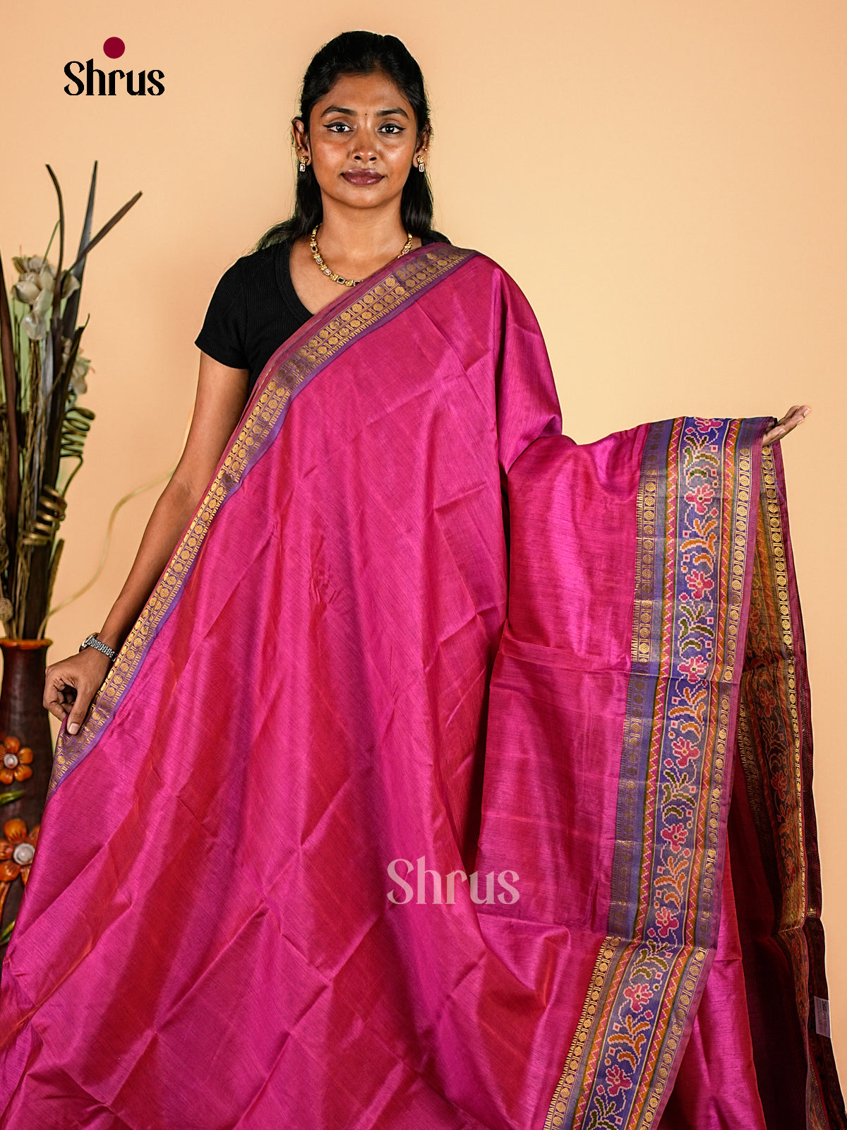 Pink & Purple - Semi Patola Saree