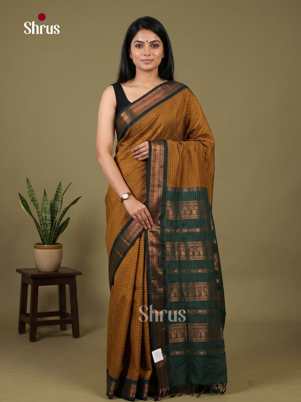 Mustard & Green - Kalyani Cotton saree