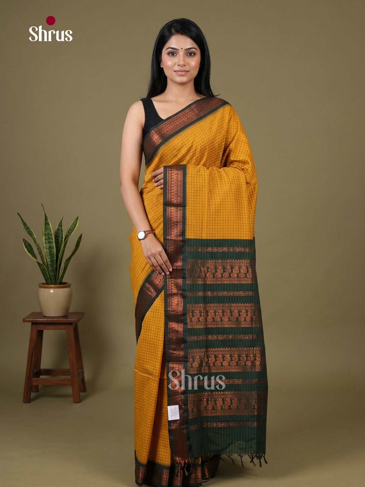 Yellow & Green - Kalyani Cotton Saree