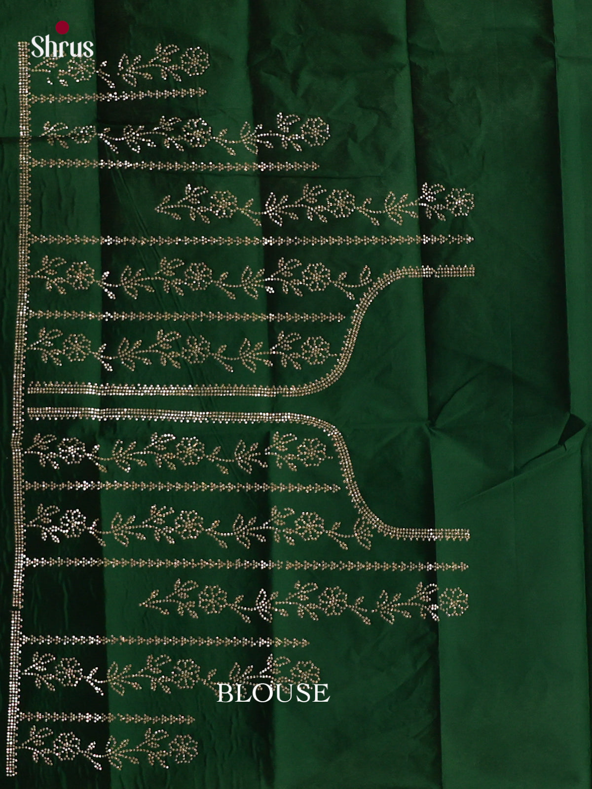 Pretty Cream & Green Designer Saree with stone work - Shop on Shrus.com