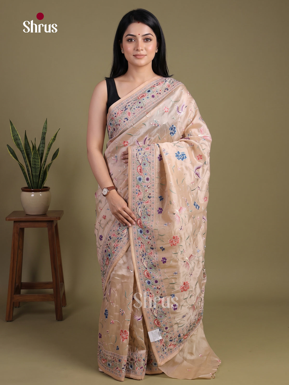 Tissue Embroidery Saree - EI01559