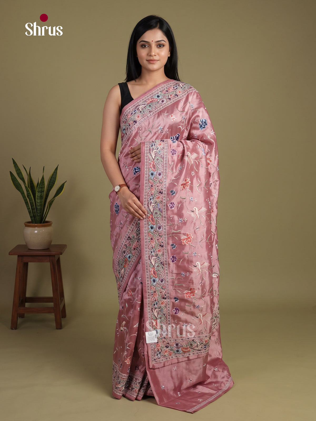 Tissue Embroidery Saree - EI01560