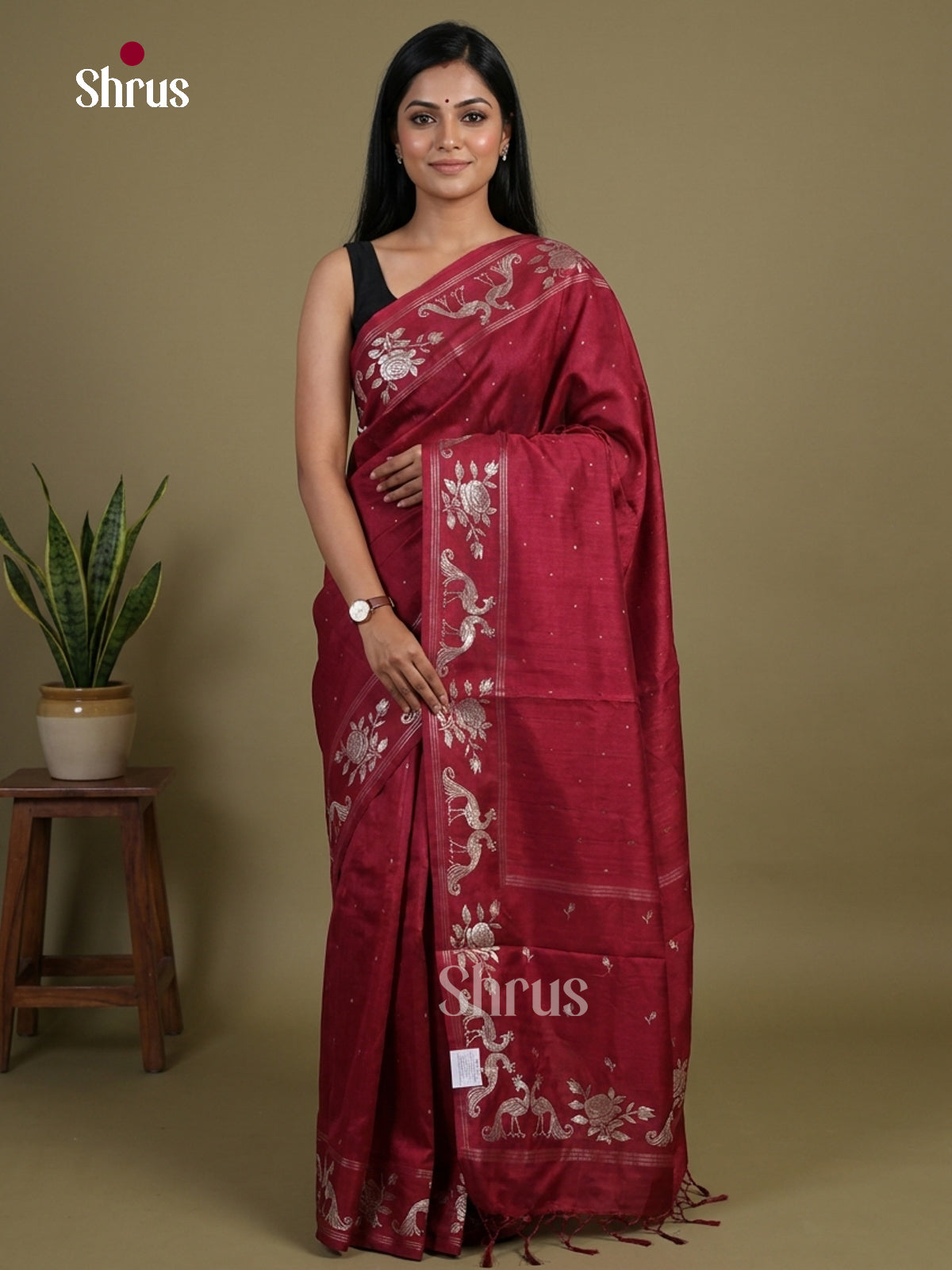 Tussar Embroidery Saree - EI01600