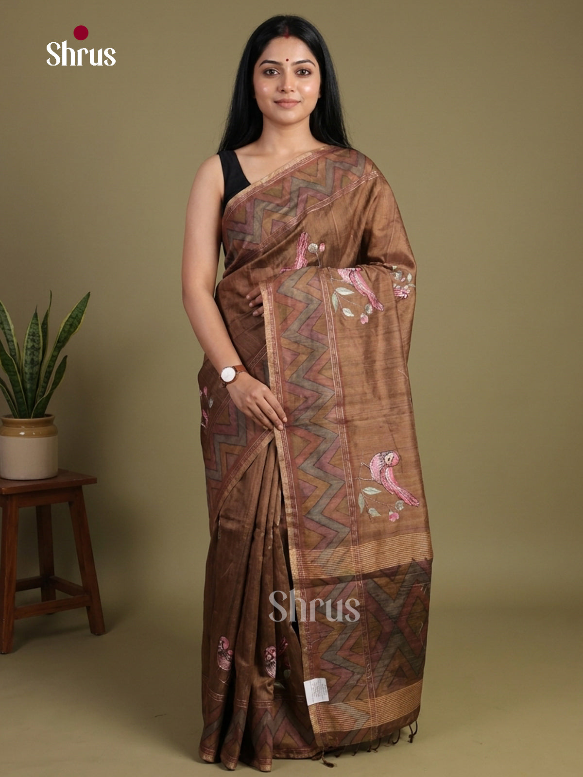 Tussar Embroidery Saree - EI01635