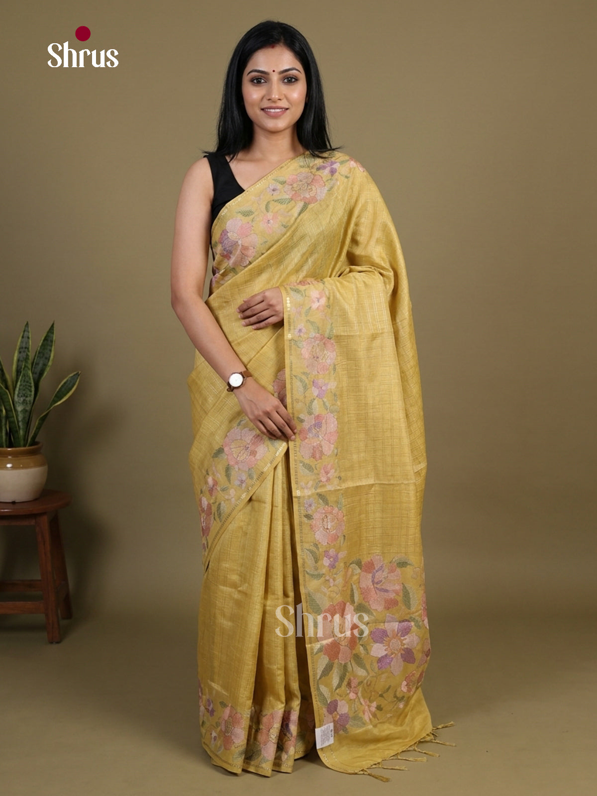 Tussar Embroidery Saree - EI01654