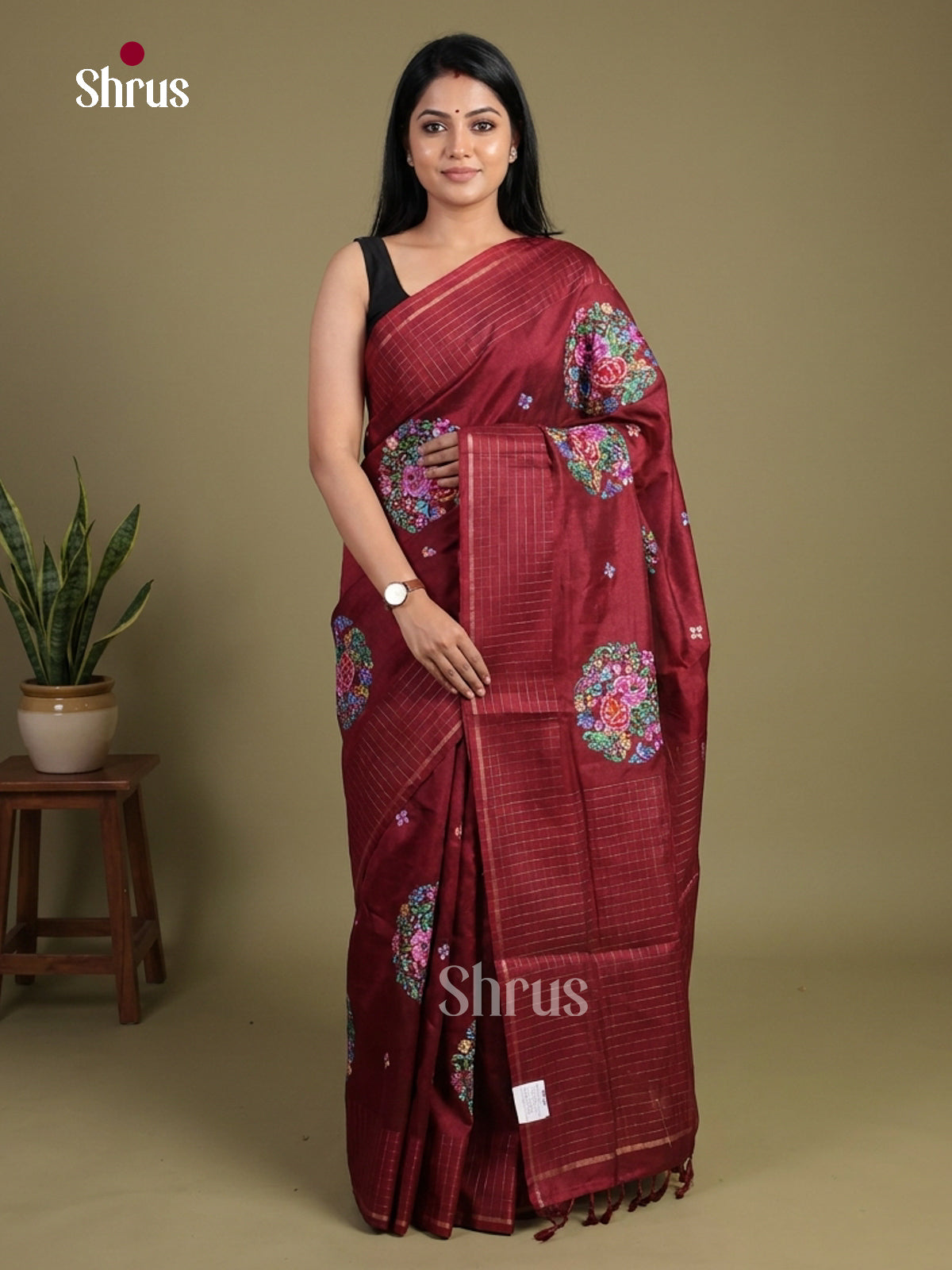 Tussar Embroidery Saree - EI01673