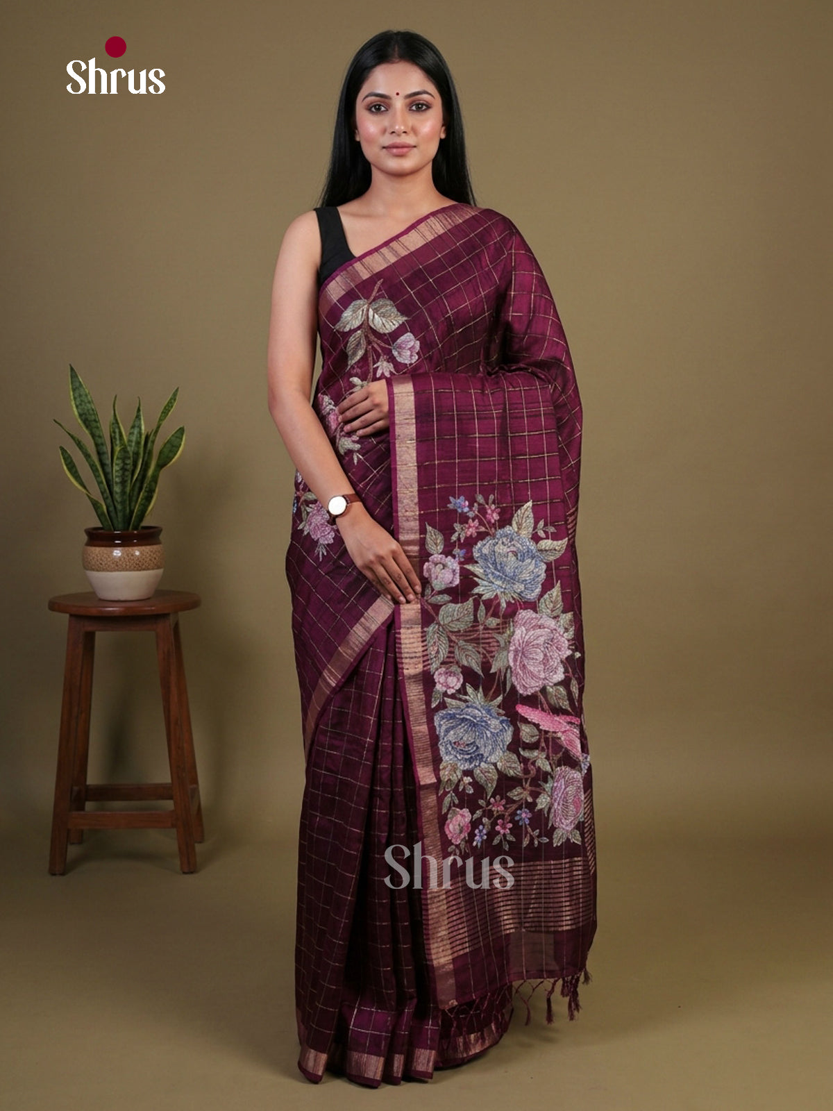 Tussar Embroidery Saree - EI01698