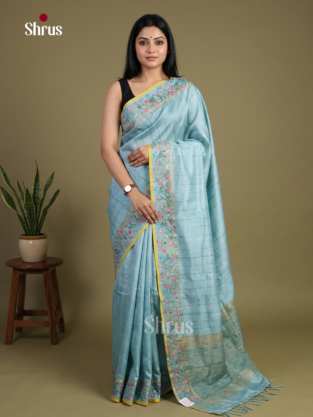 Tussar Embroidery Saree - EI01711