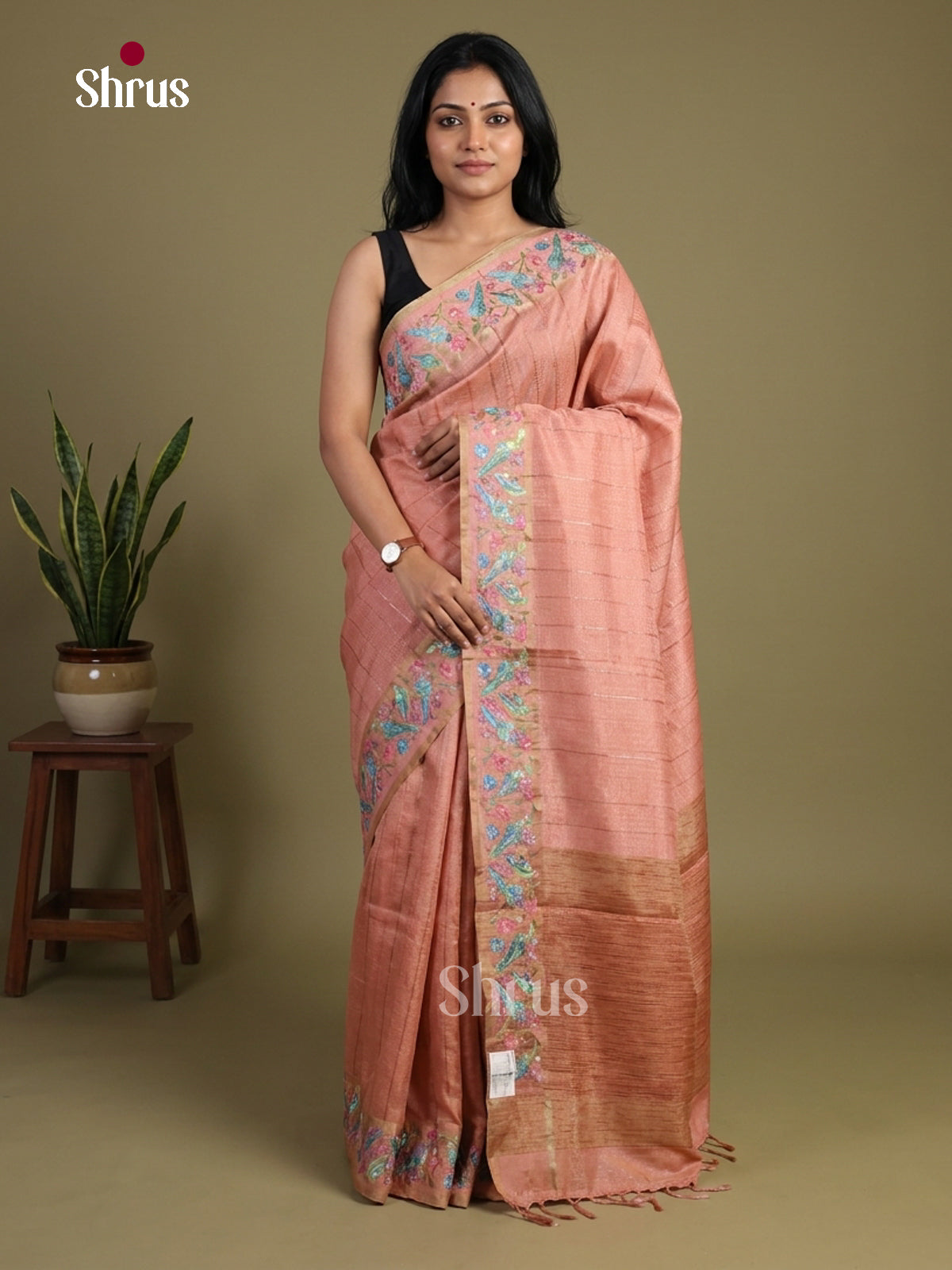Tussar Embroidery Saree - EI01715