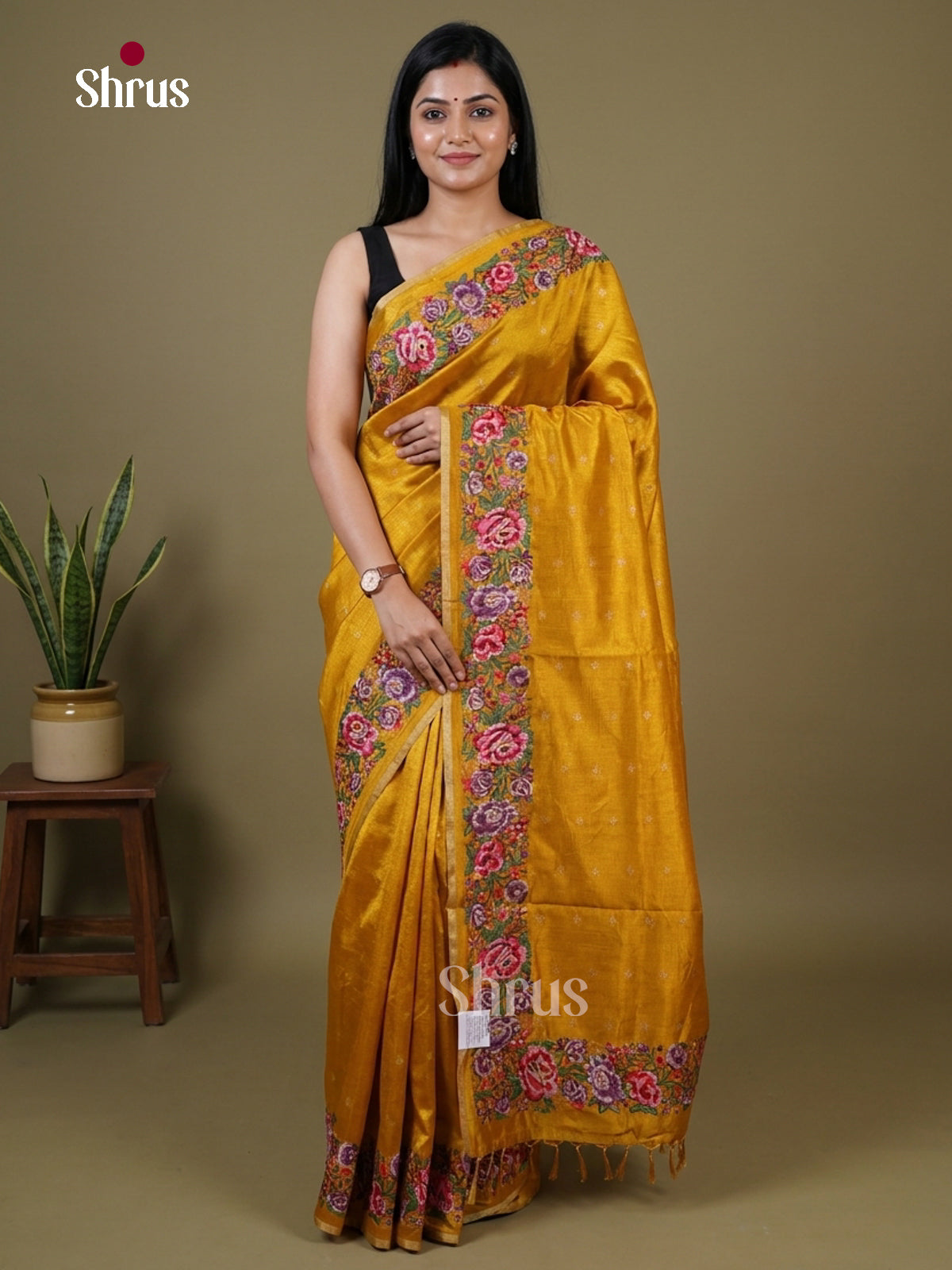 Tussar Embroidery Saree - EI02043